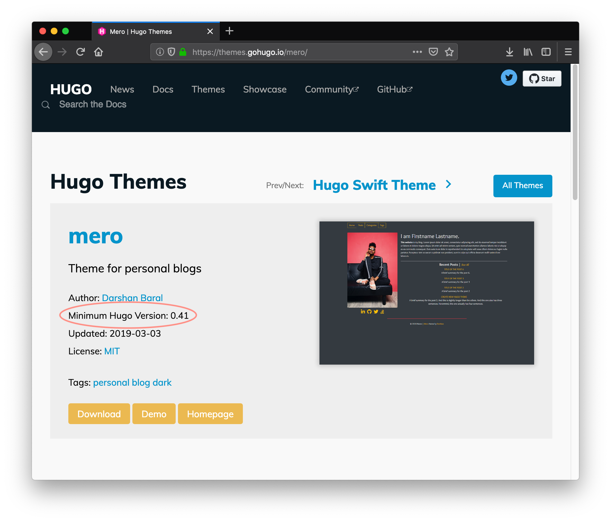 Check your theme's minimum Hugo version